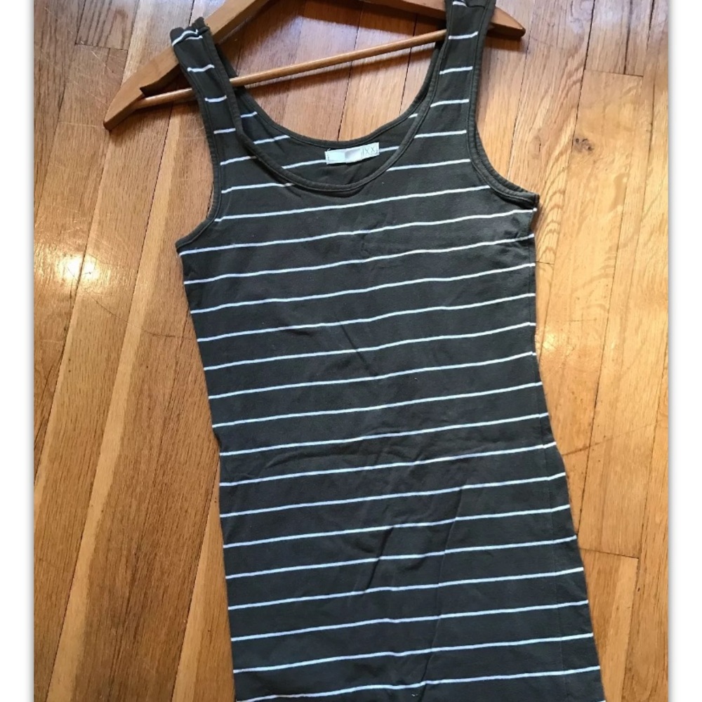 FOREVER TWENTY ONE GREEN WHITE STRIPED FITTED DRESS SIZE  M